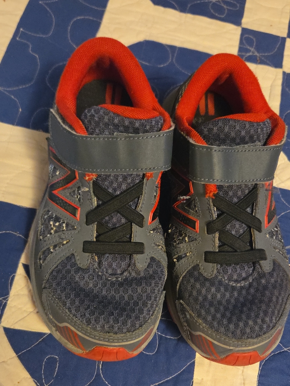 New Balance Navy and Red Kids' Hook-and-Loop Sneakers